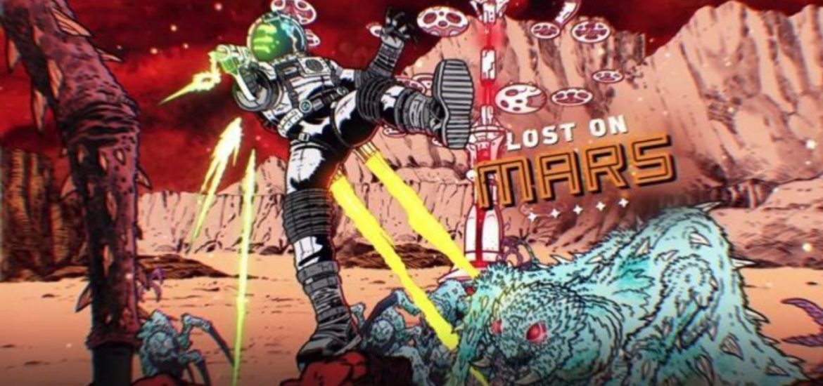 Lost on mars astronaut shooting alien