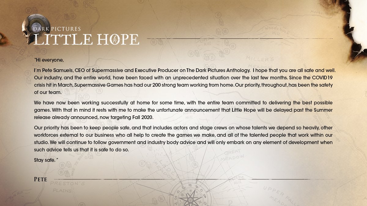 The Dark Pictures Anthology Little Hope Delayed to Fall