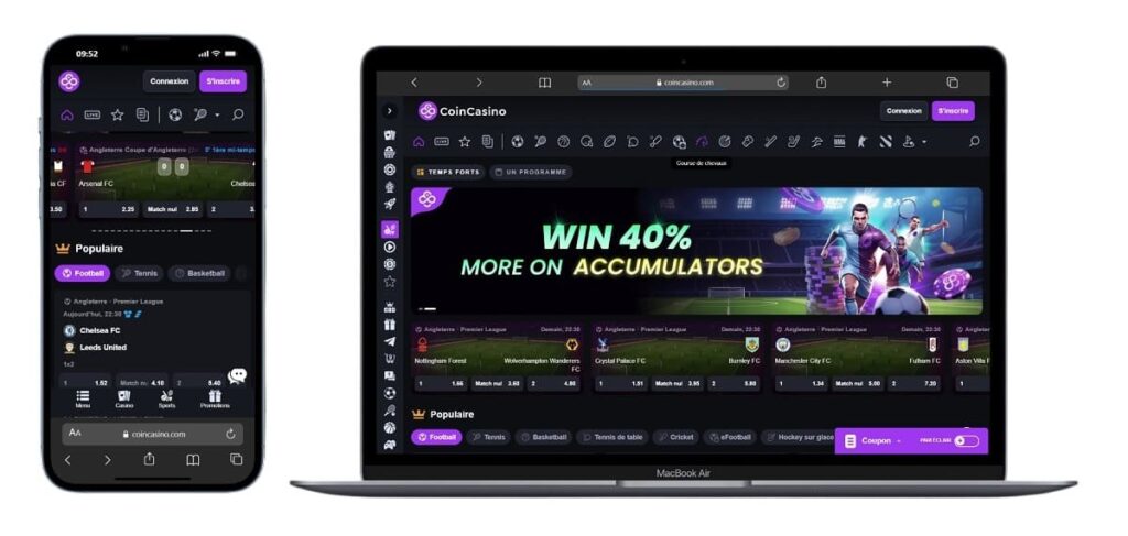 CoinCasino Meilleur site de paris sportif Belgique pour les parieurs crypto