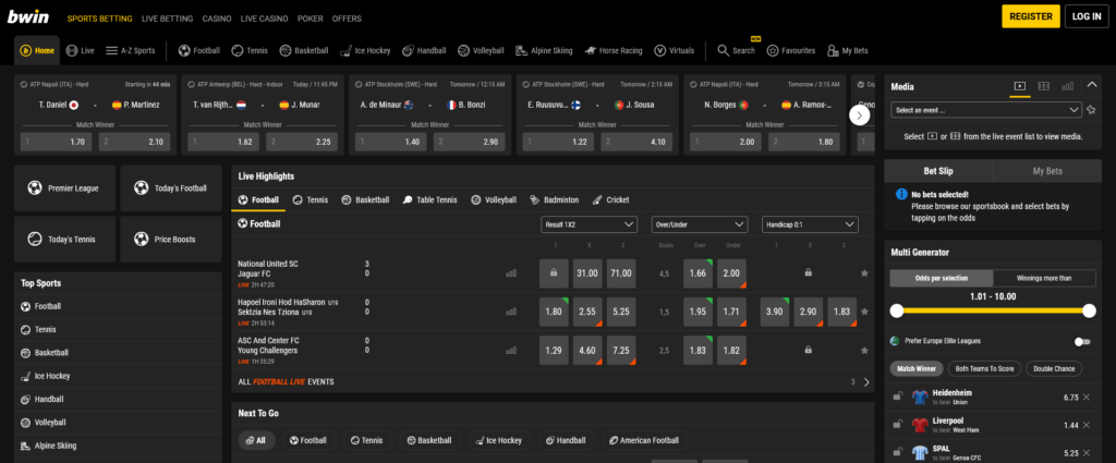 Bwin – beste bookmakers België met 35+ sporten en micro-betting