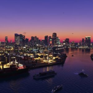 Verlicht cruiseschip in de verte in de GTA 6 gameplay-clip
