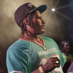 ViceBaby in een Vice City Manatees shirt op de GTA 6 coverart