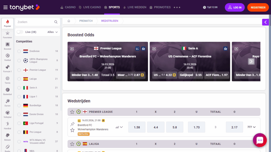 TonyBet - beste vergunde sportwedden site Nederland sportsbook