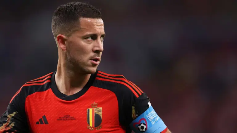 Eden Hazard in het Belgische nationale voetbalshirt.