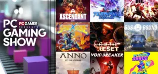 Promotieafbeelding voor de PC Gaming Show met het logo en een collage van diverse games.
