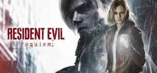 Key art van Resident Evil Requiem met twee personages in de regen.